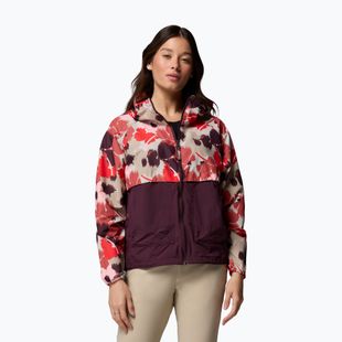 Moteriška vėjui atspari striukė Columbia Spire Valley Printed Windbreaker washed red ikatbloom print/moonvista