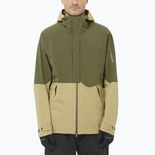 Vyriška softshell striukė Salomon Outherpath Pro 2.5 l pilkai žalia/vynuogių lapas