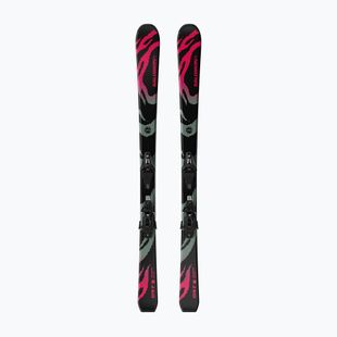Vaikiškos kalnų slidės + apkaustai Salomon QST Jr Black S + C5 GW black/neon punch