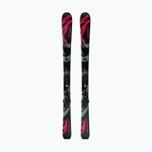 Vaikiškos kalnų slidės + apkaustai Salomon QST Jr Black M + C5 GW black/neon punch
