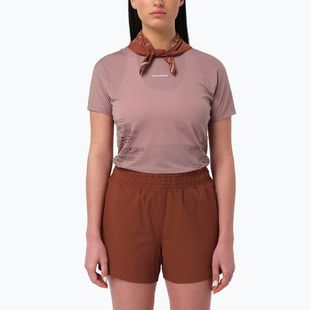 Moteriški bėgimo marškinėliai Salomon Sense Aero GFX Tee SS antler/chocolate fondant