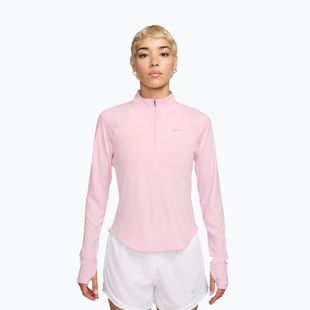 Moteriški bėgimo marškinėliai ilgomis rankovėmis Nike Tempo Swoosh Run Dri-Fit 1/4-Zip pink foam/white