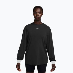 Moteriški treniruočių marškinėliai ilgomis rankovėmis Nike One Relaxed Dri-Fit black/white