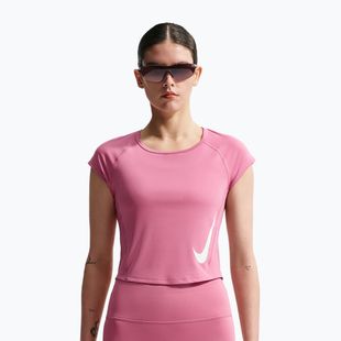Moteriški bėgimo marškinėliai Nike Swoosh Run Dri-Fit peony/photon dust/white