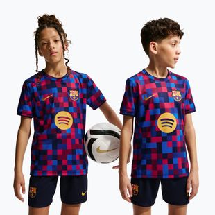 Vaikiški futbolo marškinėliai Nike FC Barcelona Dri-Fit Pre-Match noble red/mineral yellow