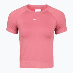 Moteriški treniruočių marškinėliai Nike Pro Seamless Dri-Fit peony/white