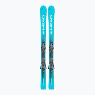 Vaikiškos kalnų slidės + apkaustai HEAD WC e.Race Team SW JRS + Jrs 7.5 GW CA blue/white