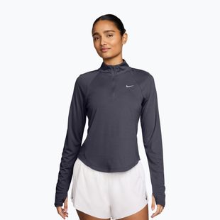 Moteriški bėgimo marškinėliai su ilgomis rankovėmis Nike Tempo Swoosh Run Dri-Fit 1/4-Zip LS gridiron/white