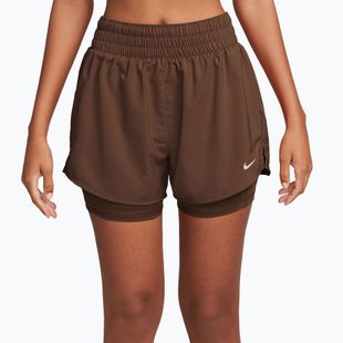 Moteriški šortai Nike One Dri-Fit High-Waisted 3" 2In1 cacao wow/white