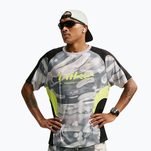 Vyriški bėgimo marškinėliai Nike Dri-FIT Printed SS smoke grey/black/light lemon twist