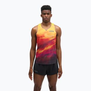 Vyriški bėgimo marškinėliai HOKA Race Day Singlet TR Print hoka citrus