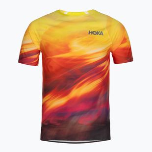 Vyriški bėgimo marškinėliai HOKA Race Day Short Sleeve TR PRT hoka citrus print