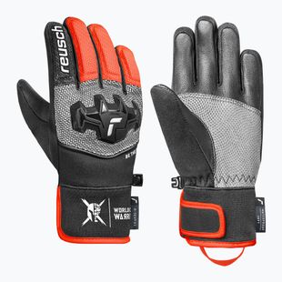 Vaikiškos slidinėjimo pirštinės Reusch Worldcup Warrior R-Tex XT Junior black/silver/fluorescent red