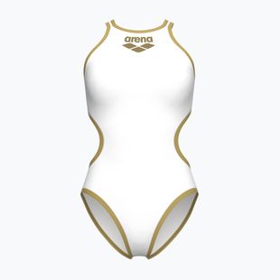 Moteriškas vientisas maudymosi kostiumėlis Arena One Biglogo One Piece white/gold