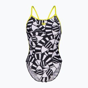 Moteriškas vientisas plaukimo kostiumas arena Open Your Eyes Lace Back black multi/soft green