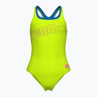 Moteriškas vientisas maudymosi kostiumėlis arena Logo Swim Pro artic lime/blue china