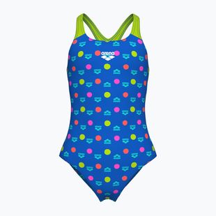 Vaikiškas vientisas maudymosi kostiumėlis arena Multiple Dot Swim Pro Back multi blue/artic lime
