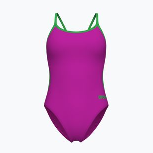 Moteriškas vientisas maudymosi kostiumėlis Arena Lace Back Solid very fuchsia/team green