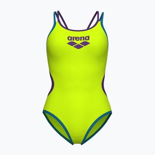 Moteriškas vientisas maudymosi kostiumėlis arena One Double Cross Back One Piece artic lime/plum/blue cosmo