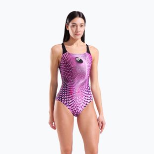 Moteriškas vientisas maudymosi kostiumėlis arena Peacock Swim Pro Back multi pink/black