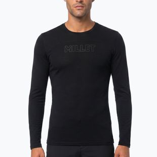 Vyriški žygio marškinėliai ilgomis rankovėmis Millet Ubic Wool LS Pullover black