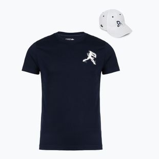 Vyriški marškinėliai + kepurė Lacoste TH1044 navy blue/white