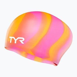 Plaukimo kepuraitė TYR Multi-Color Long Hair Silicone orange/pink