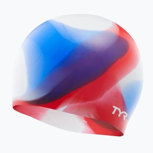 Vaikiška plaukimo kepuraitė TYR Tiedye Silicone Multicolor Jr red/white/blue