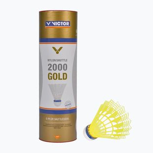 Badmintono skraidukai VICTOR Nylon Shuttle 2000 slow 6 vnt. yellow