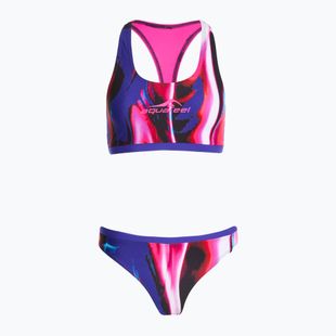 Moteriškas dviejų dalių plaukimo kostiumas aquafeel Racerback blue pink flames