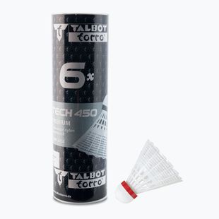 Talbot-Torro Tech 450 badmintono raketės, Premium Nylon 6 vnt., baltos spalvos 469082