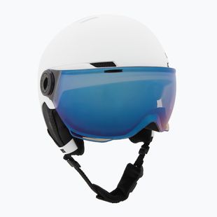 Vaikiškas slidinėjimo šalmas UVEX Rocket Visor Jr white/black matt/mirror blue/smoke