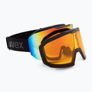 Slidinėjimo akiniai UVEX Evidnt Attract V + case black matt/mirror rainbow clear