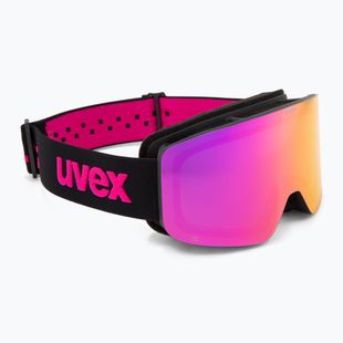 Vaikiški slidinėjimo akiniai UVEX Pwdr FM black matt/mirror pink green clear