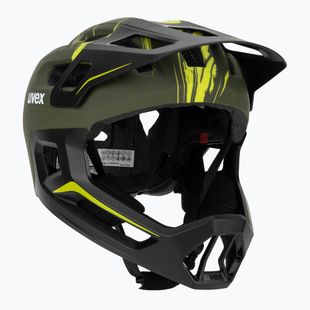 Vaikiškas dviratininko šalmas UVEX React Fullface Jr dark olive matt