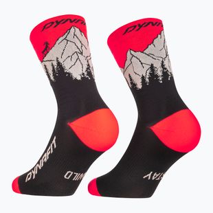 Kojinės DYNAFIT Traverse Crew black out ultra coral/6a10