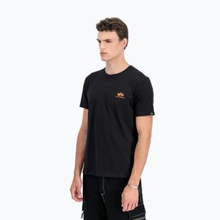 Vyriški marškinėliai Alpha Industries Basic Small Logo black/neon orange