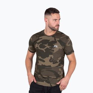 Vyriški marškinėliai Alpha Industries Basic Small Logo Camo olive camo