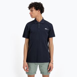 Alpha Industries Basic Basic Polo Small Logo marškinėliai su logotipu, mėlynos spalvos