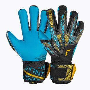 Vartininko pirštinės Reusch Attrakt Aqua Finger Support black/gold/aqua