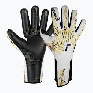 Vartininko pirštinės Reusch Pure Contact Gold X GluePrint Strapless white/gold/black