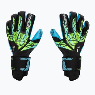 Vartininko pirštinės Reusch Attrakt Aqua Evolution black/fluo lime/aqua