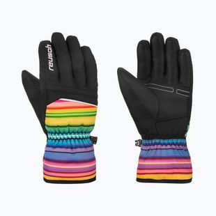 Vaikiškos slidinėjimo pirštinės Reusch Alan Junior black/multicolour lines