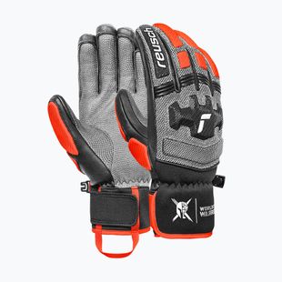 Slidinėjimo pirštinės Reusch Worldcup Warrior DH black/silver/fluo red