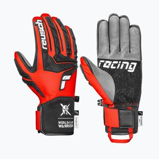 Vyriškos slidinėjimo pirštinės Reusch Ultra black/fluorescent red