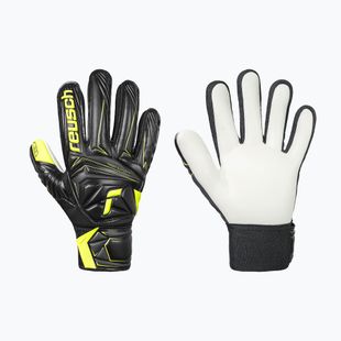 Vaikiškos vartininko pirštinės Reusch Attrakt Starter Solid Finger Support Junior black/safety yellow