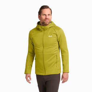 Vyriškas žygio džemperis Jack Wolfskin Peak District Hooded Full Zip chartreuse