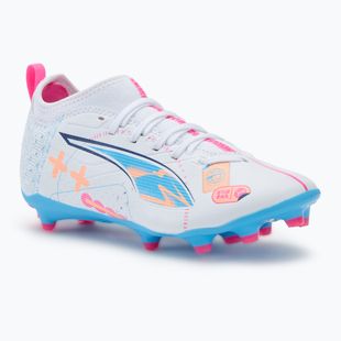 Vaikiški futbolo batai PUMA Ultra 5 Match Vol. Up FG/AG Jr puma white/luminous blue