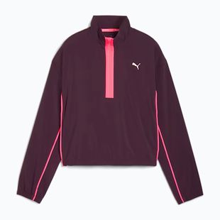 Moteriška bėgimo striukė PUMA Run For Her Fashion Woven 1/2 ZIP midnight plum/ sunset glow