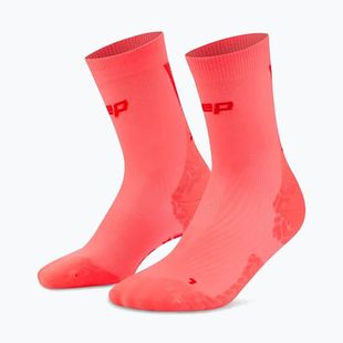 Moteriškos kojinės CEP Ultralight Mid Cut 4.0 neon coral/red